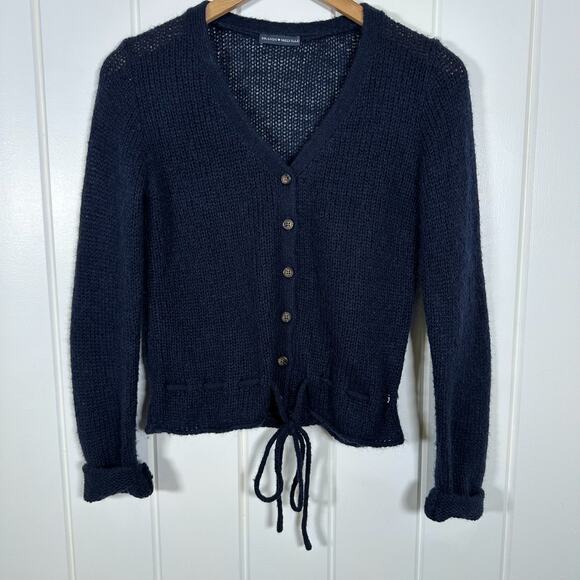 Brandy Melville Sweater Women's OS Navy Blue Mohair, Wool & Acrylic Tie Waist - Picture 1 of 6